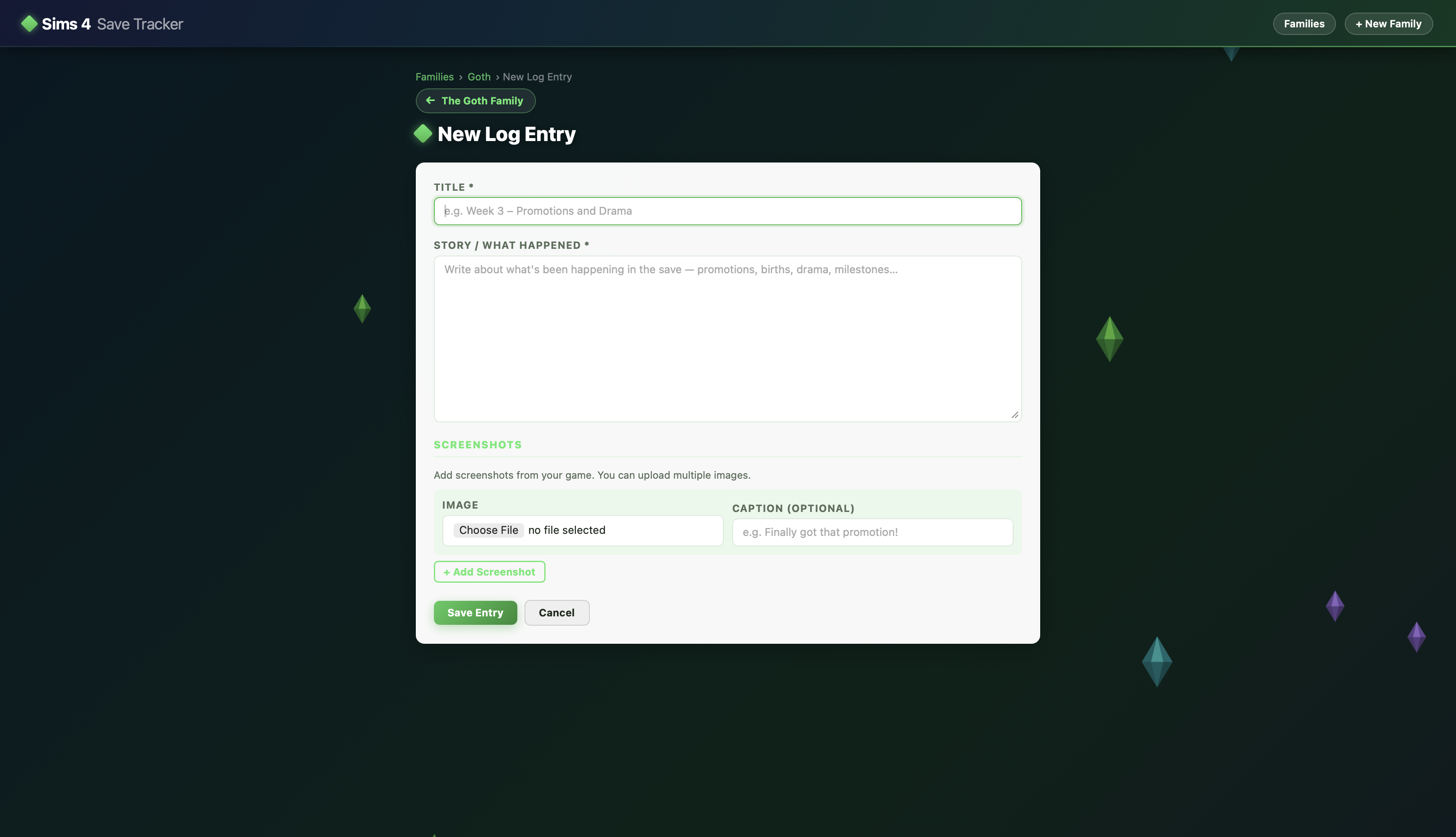 Log Entry & Screenshots